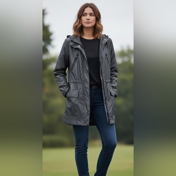 Kenneth Cole hooded lightweight parka jacket in dark silver. Men's Sm. EUC - Picture 13 of 13